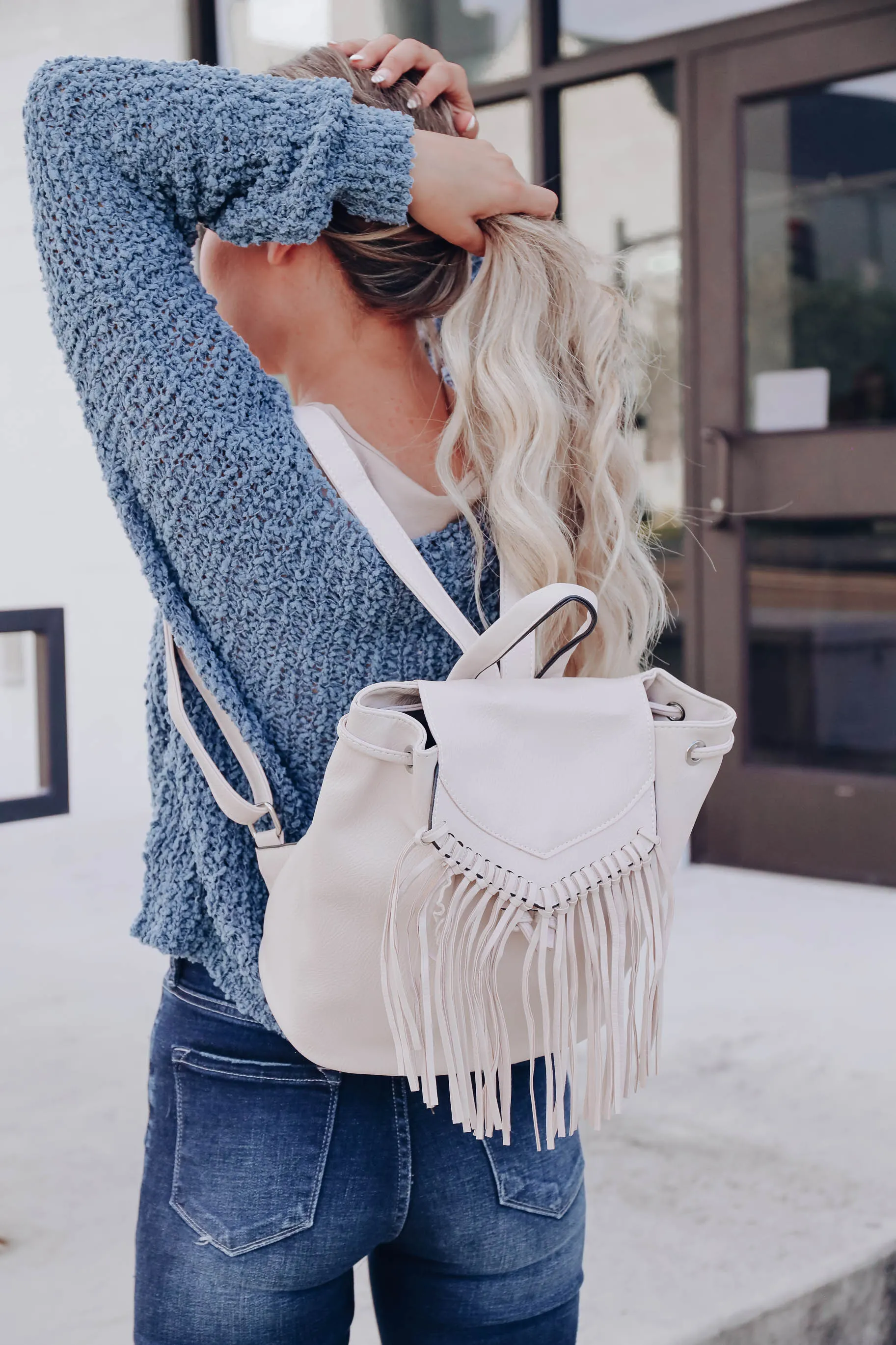 Felise Faux Leather Fringe Backpack