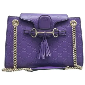 GUCCI Emily Purple GG Leather Shoulder Bag