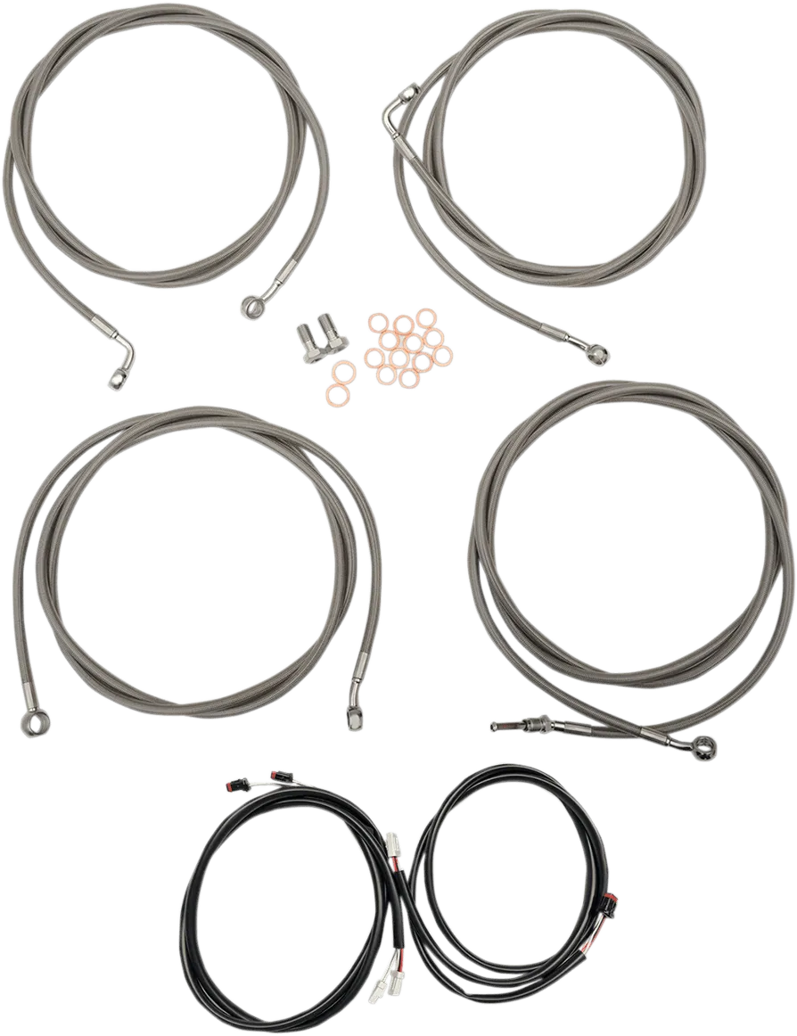 LA Choppers LA-8054KT3-13M Complete Handlebar Cable/Brake & Clutch Line/Wire Kit - Midnight Braided