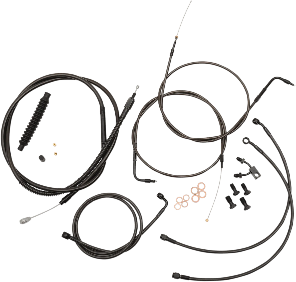 LA Choppers LA-8122KT-19M Standard Handlebar Cable/Brake & Clutch Line/Wire Kit - Midnight Black